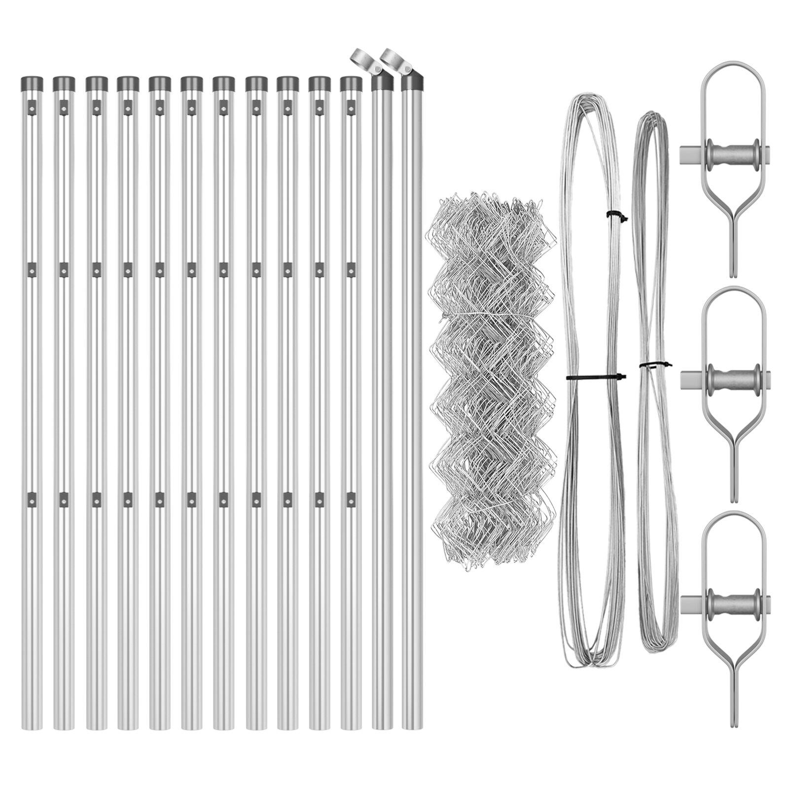 Kæde Link Hegn med 13 Poster 0.4x25 m Galvaniseret Stål