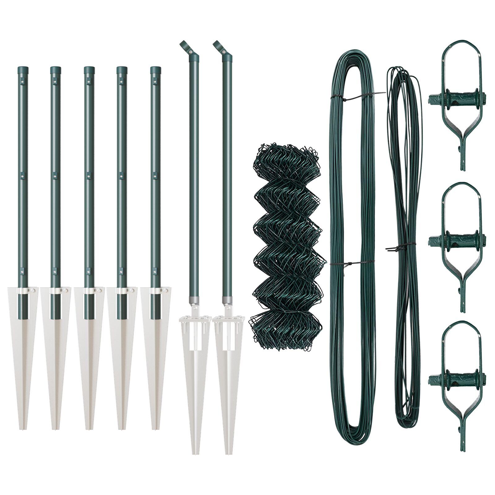 Kædehegn med 7 Spike Posts 0.6x10 m Galvaniseret Stål