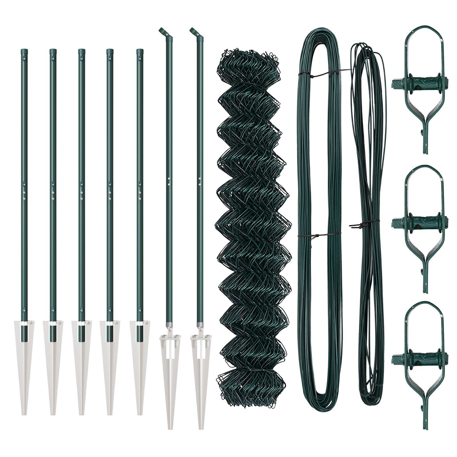 Kædetrådhegn med 7 spidse poster 1,2x10 m galvaniseret stål