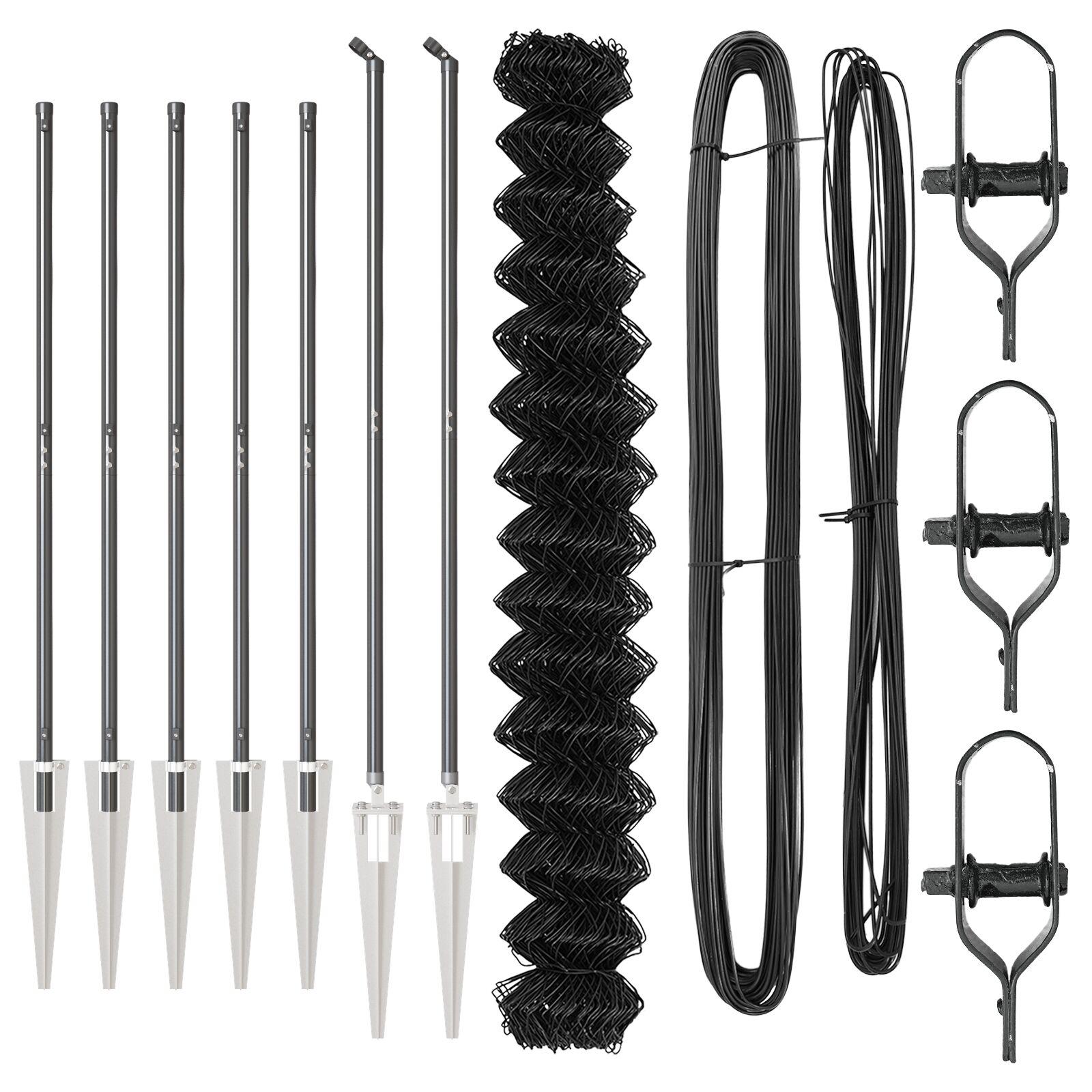 Kædehegn med 7 spidse indlæg 1,5x10 m Galvaniseret stål