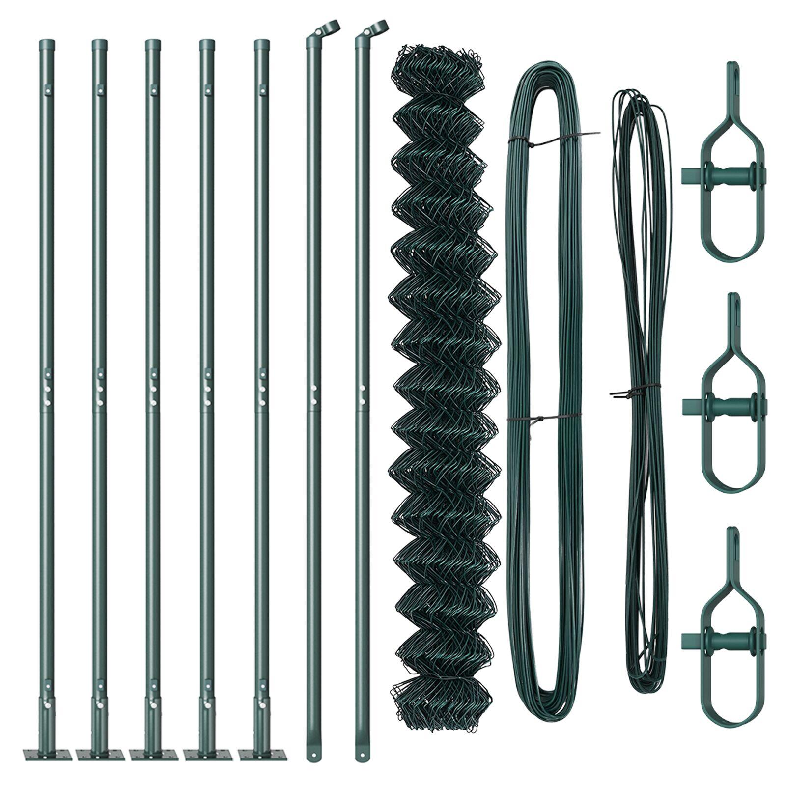 Kædehegn med 7 flangede posts 1,6x10 m galvaniseret stål