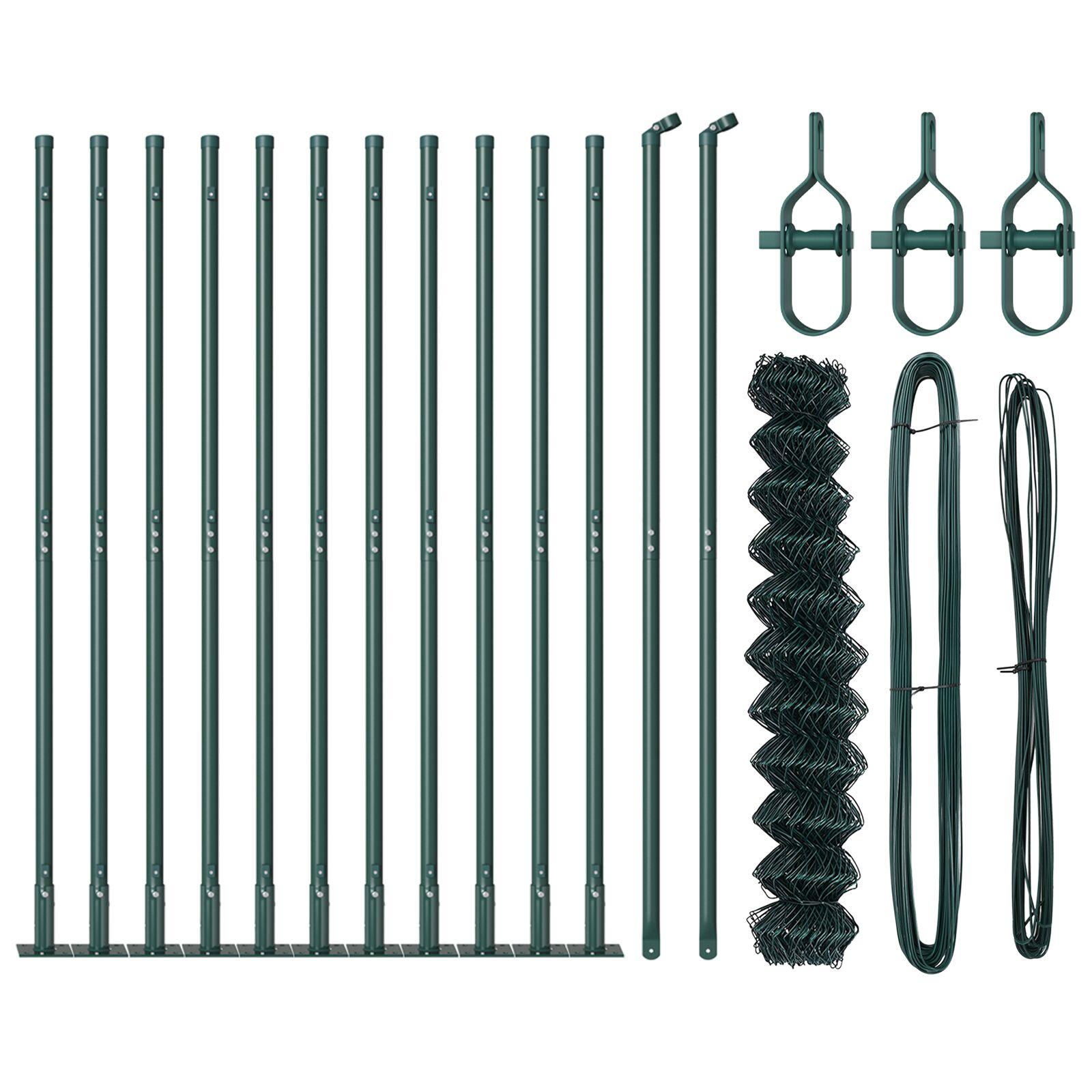 Kædehegn med 13 flangerede pæle 0.8x25 m Galvaniseret Stål