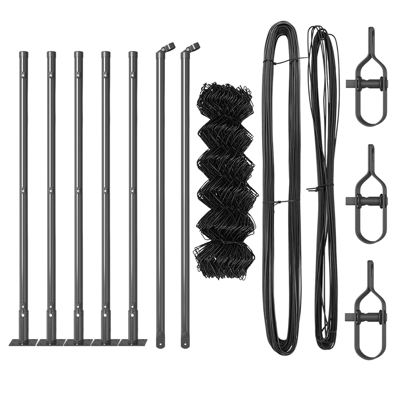 Kædehegn med 7 flanged posts 0.4x10 m galvaniseret stål