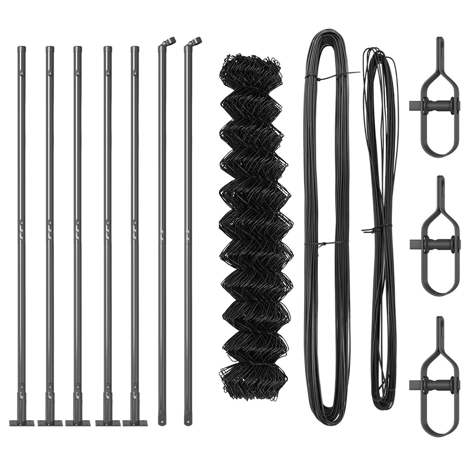 Kædetrådhegn med 7 flanged posts 1,2x10 m galvaniseret stål