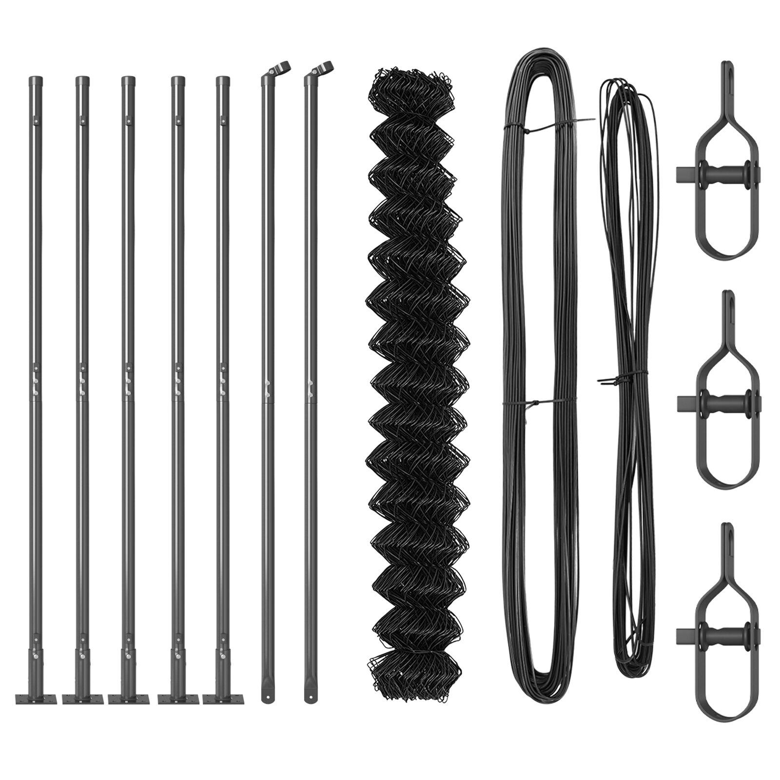 Kædehegn med 7 flangede posts 1.4x10 m Galvaniseret stål