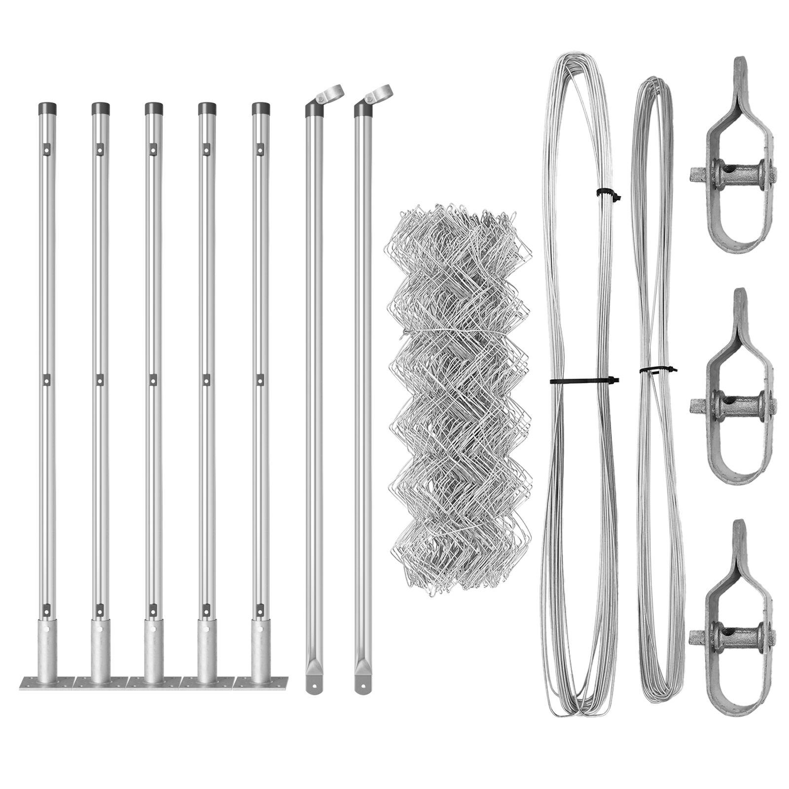 Kædetrådhegn med 7 flangede stolper 0.4x10 m galvaniseret stål