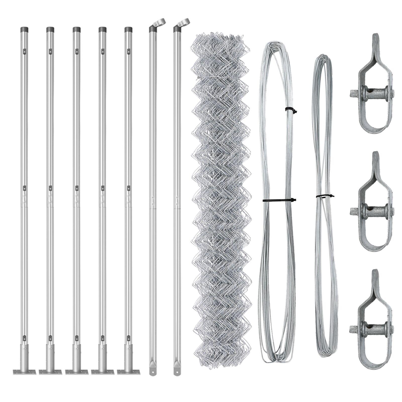 Kædehegn med 7 flangede posts 1,5 x 10 m Galvaniseret stål