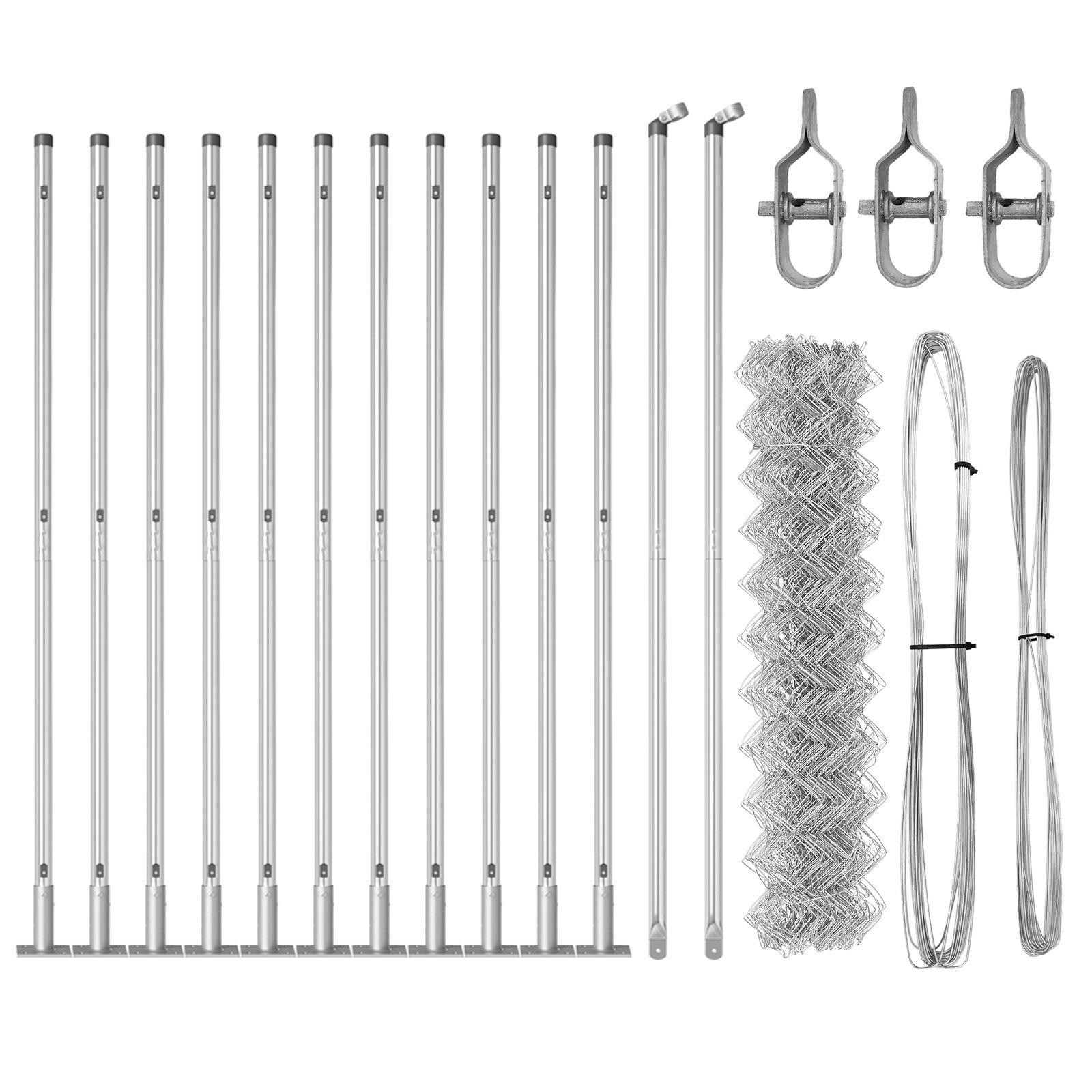 Kædedyrehegn med 13 flangede pæle 1.2 x 25 m Galvaniseret stål