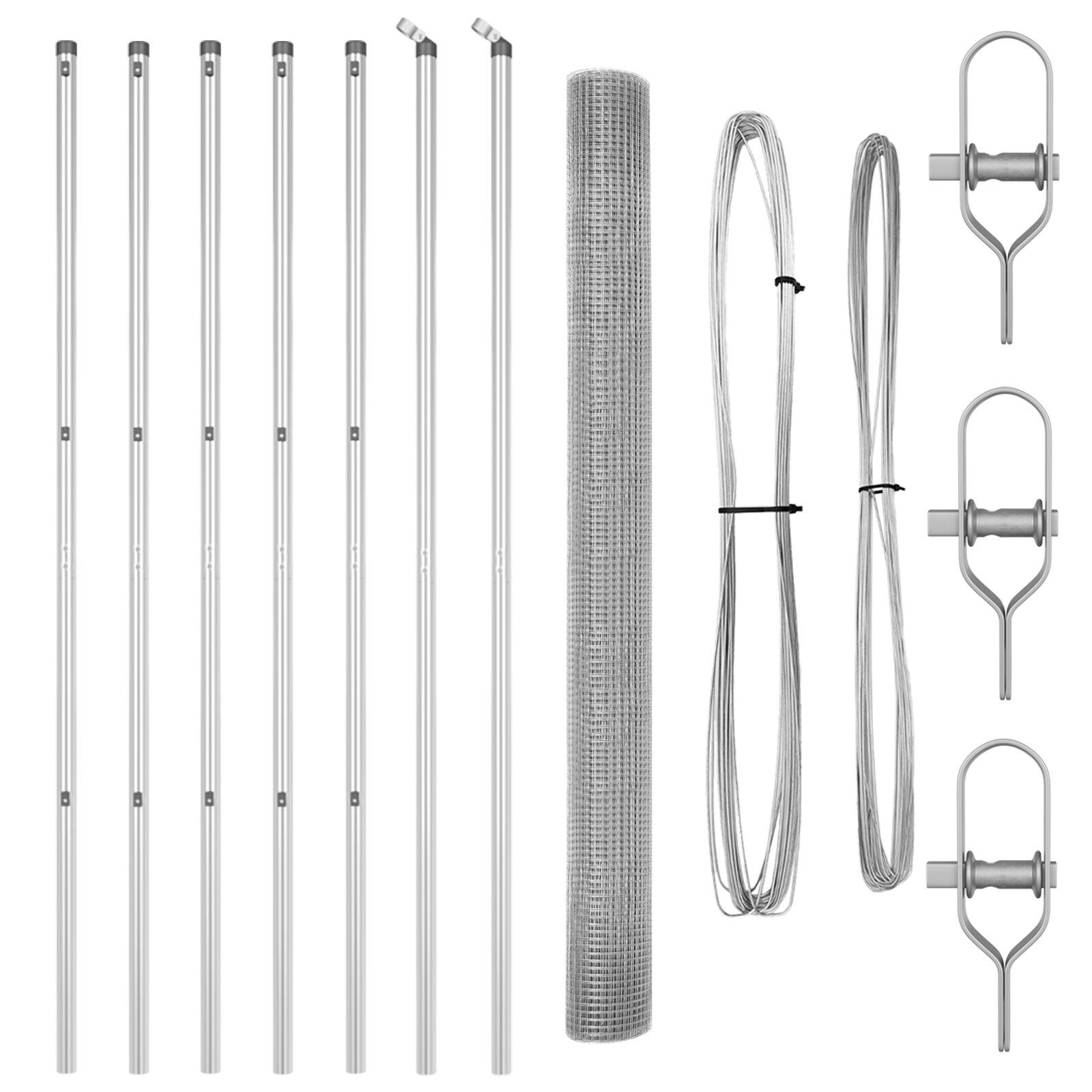 Vokset Trådhegn med 7 Pæle 1,5x10 m Galvaniseret Stål