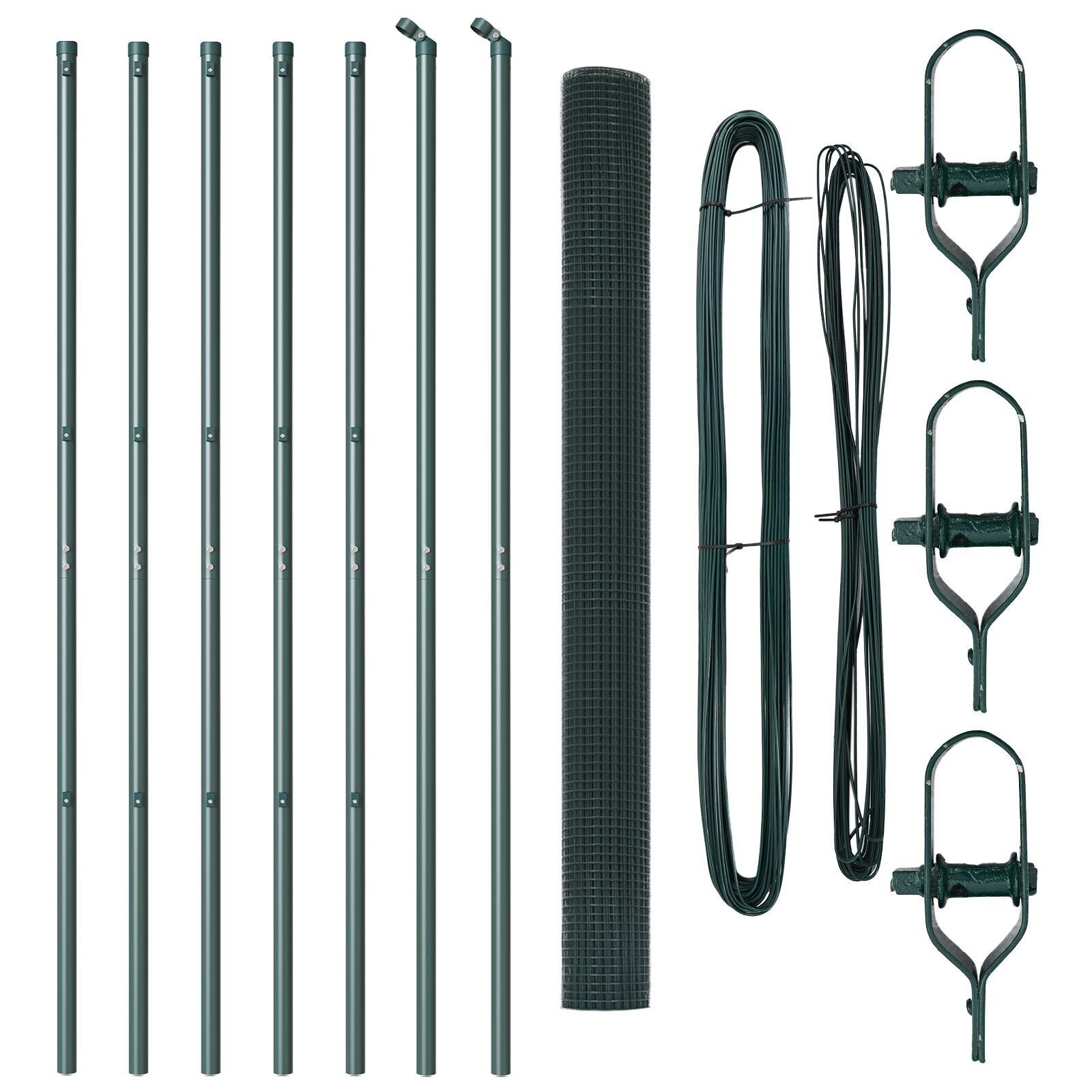 Svejsede Trådgærde med 7 Stolper Grøn 1,5x10 m Stål