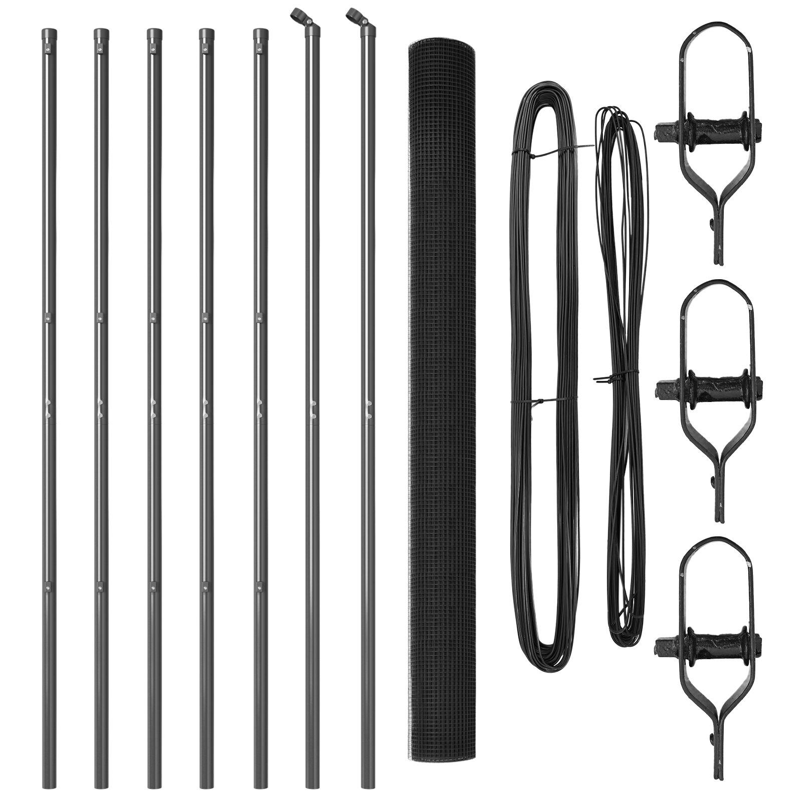 Hegnspost Sæt Sæt af 2 Grå Metal 10 x 1,5 m Holdbar Hegnspost