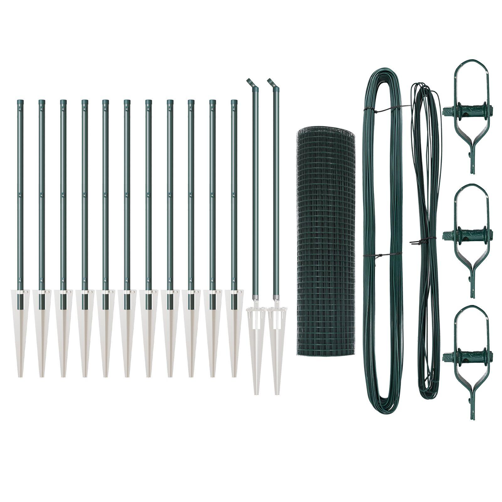 Svejsede trådhegn med 13 spike posts grøn 0.6x25 m stål