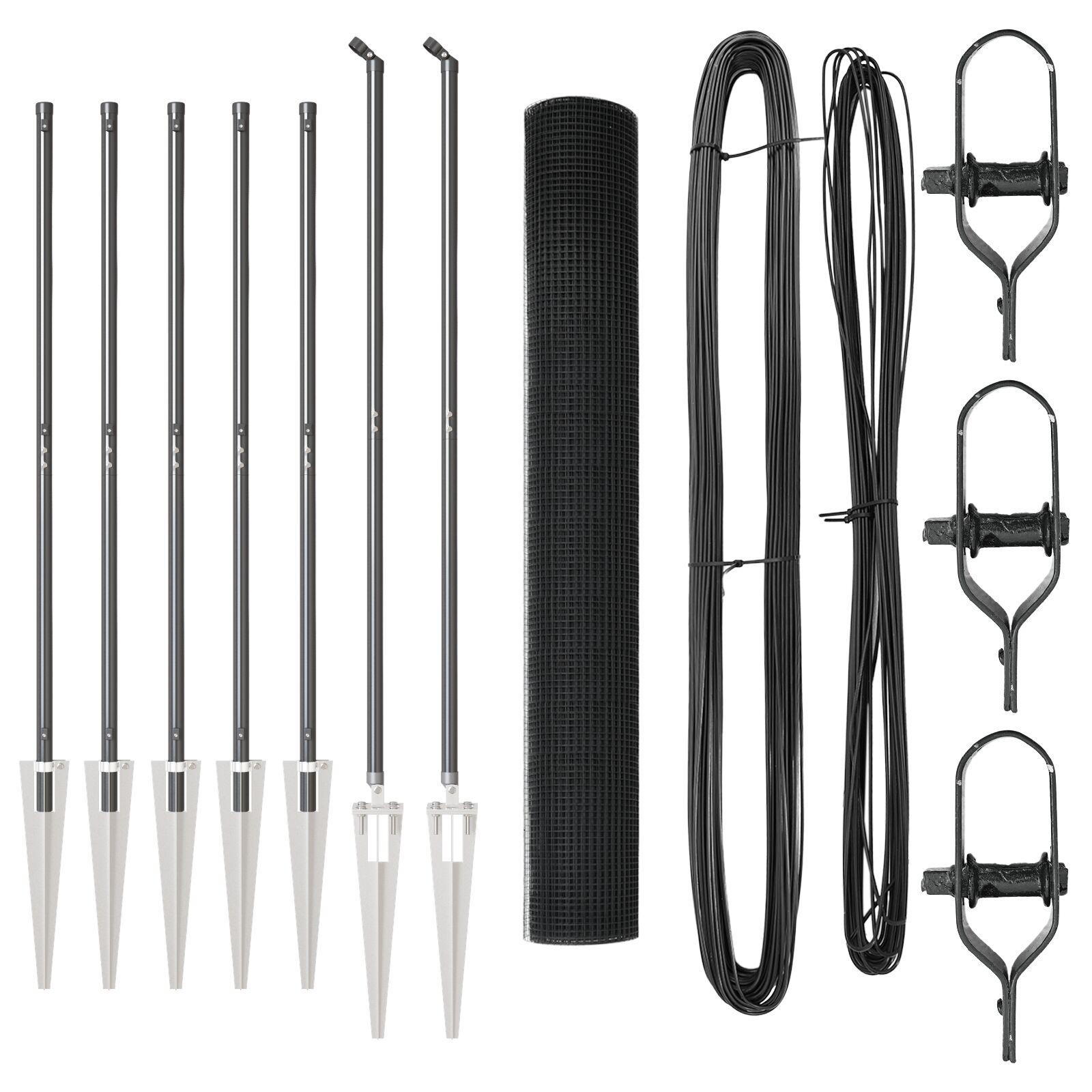 Svejsede Trådhegn med 7 Spike Stolper Grå 1,4x10 m Stål