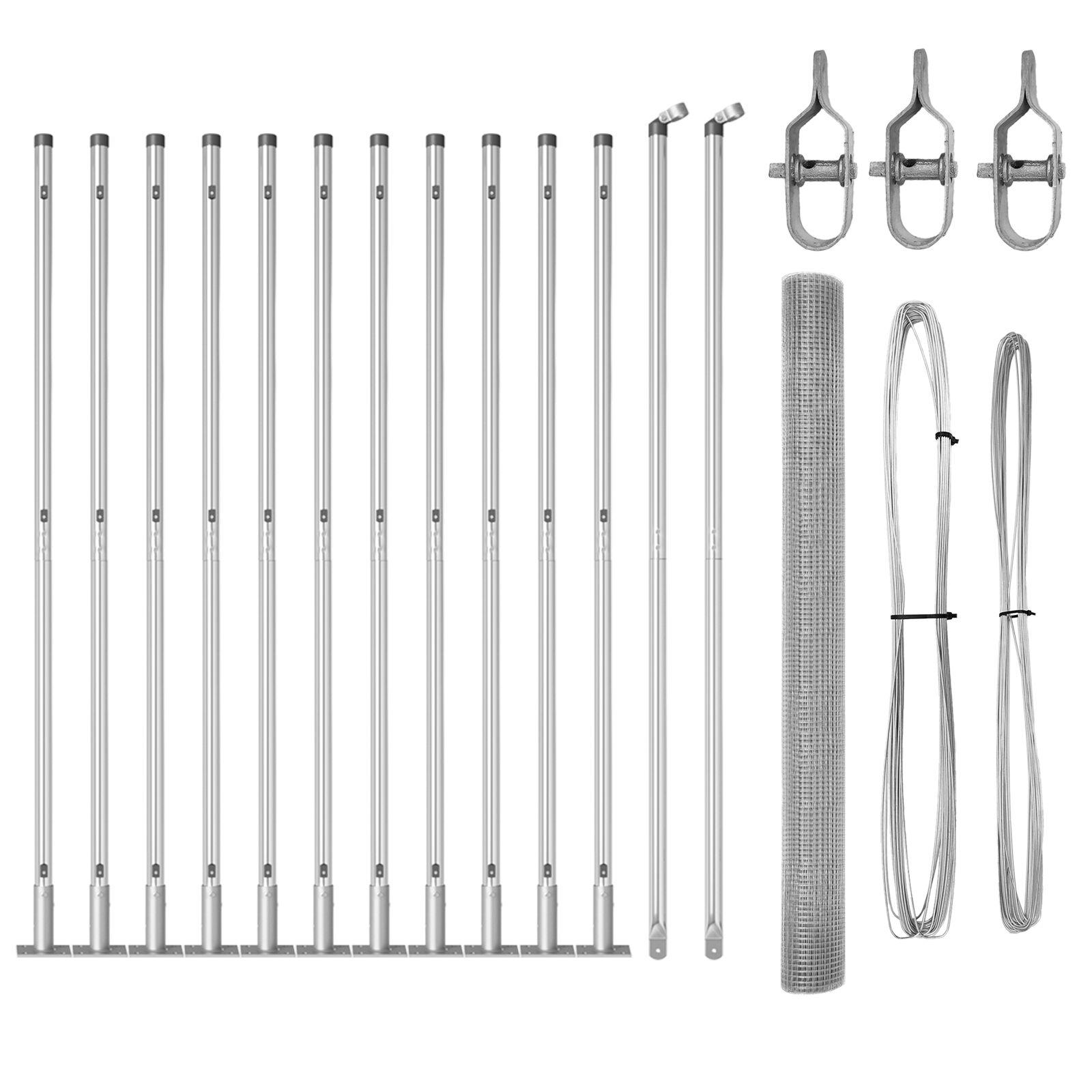Svejsede Trådhegn med 13 Flangede Pæle 1.5x25 m Galvaniseret Stål