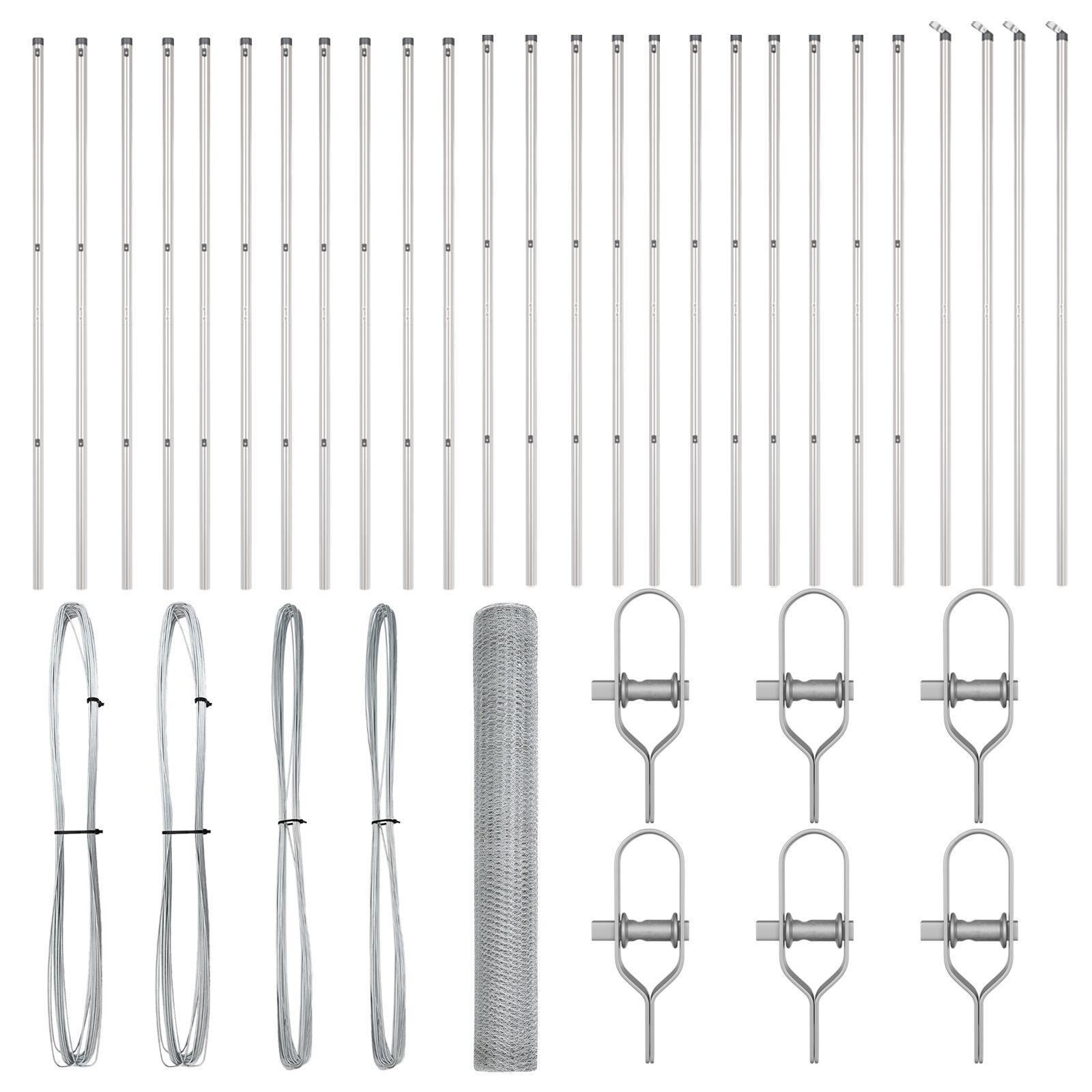 Hexagon hegn 1.2x50 m Galvaniseret stål,  hegns stativer 13 stk Ø32 mm 170 cm Galvaniseret stål