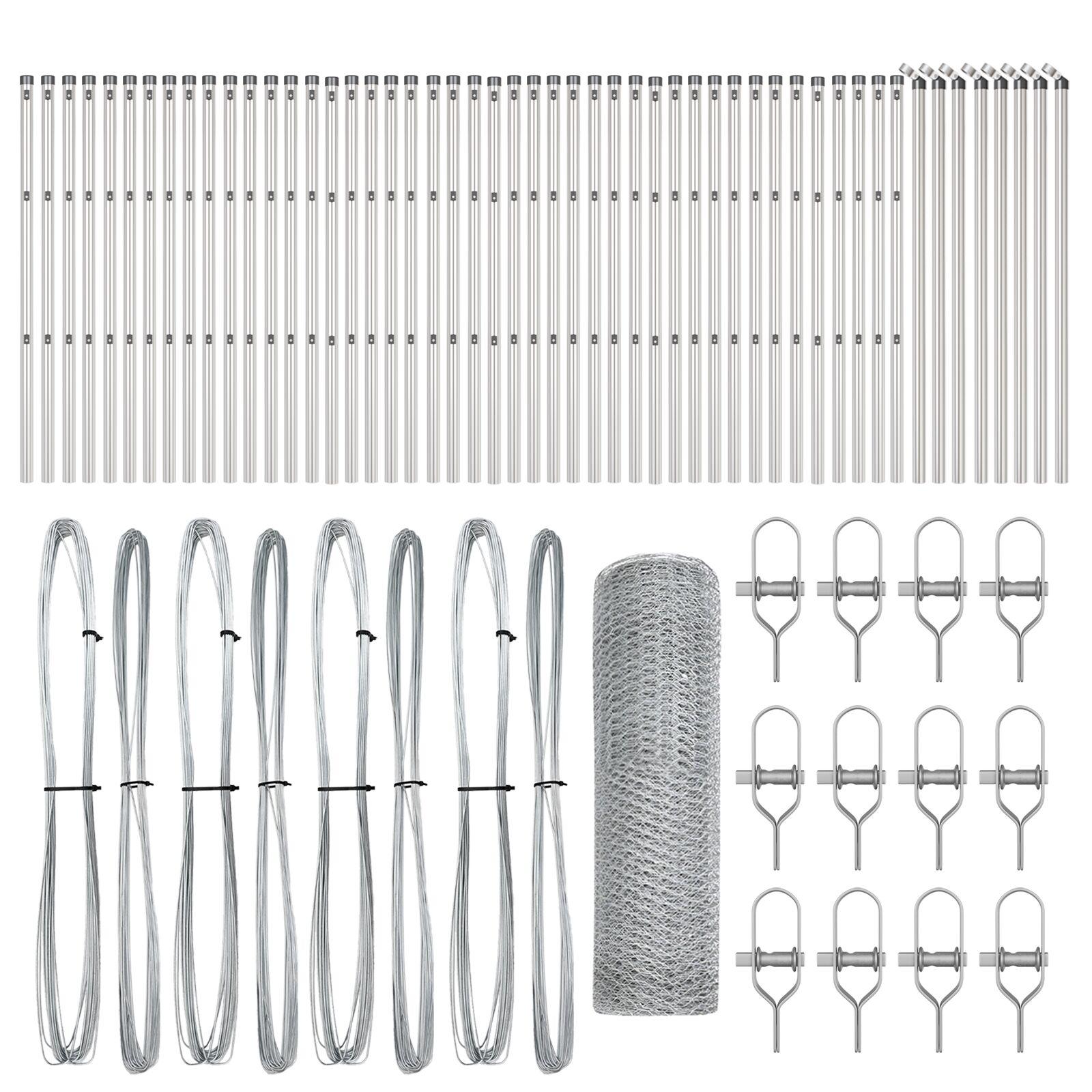 Hexagon Indhegning 0.5x100 m Galvaniseret Stål,  Indhegning Stænger 13 stk Ø32 mm 100 cm Galvaniseret Stål