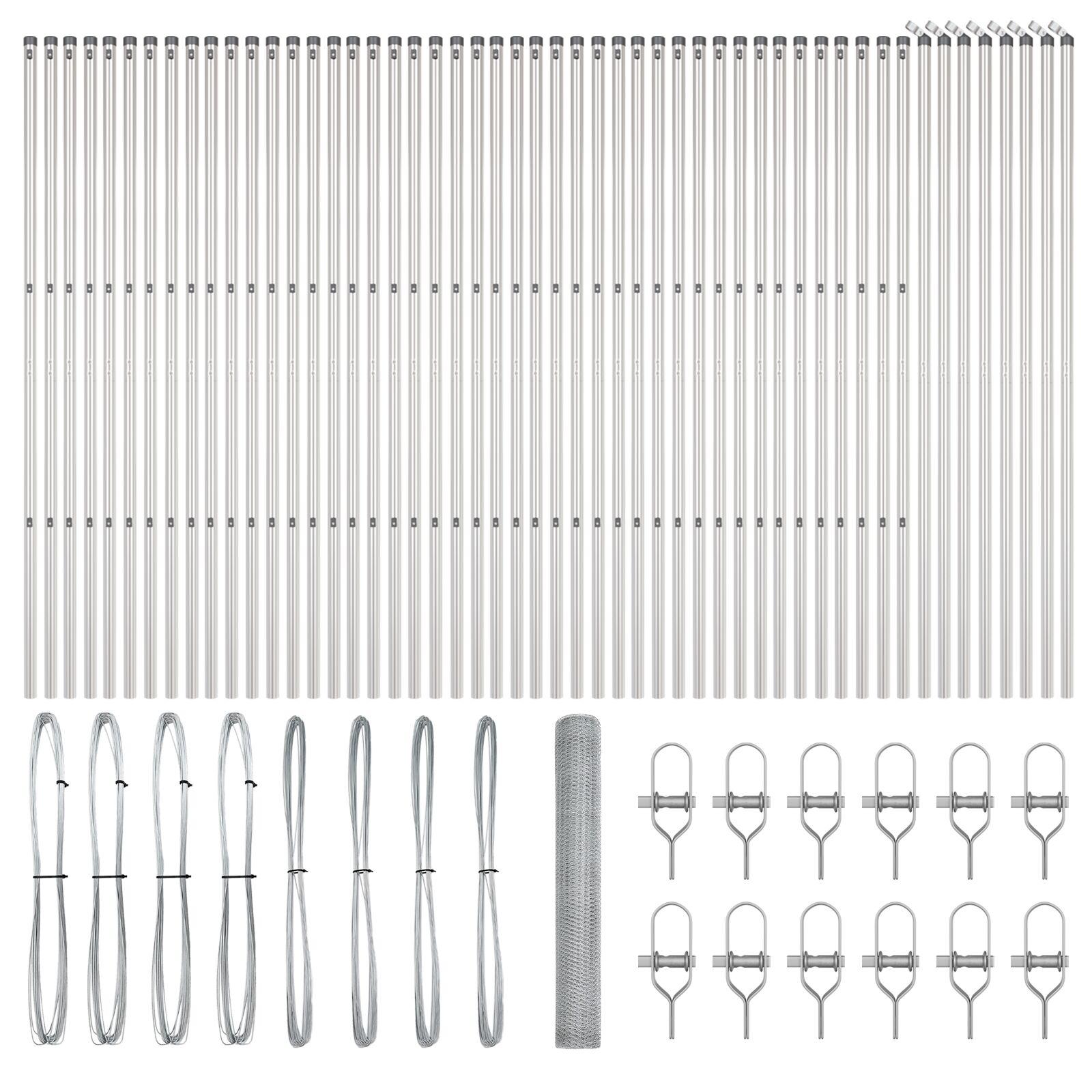 Hexagon Hegn 1x100 m Galvaniseret Stål,  Hegnspæle 13 stk Ø32 mm 150 cm Galvaniseret Stål