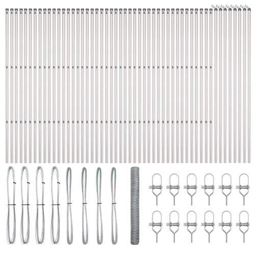 Hexagon hegn 1x100 m galvaniseret stål, hegnspæle 13 stk Ø32 mm 150 cm galvaniseret stål