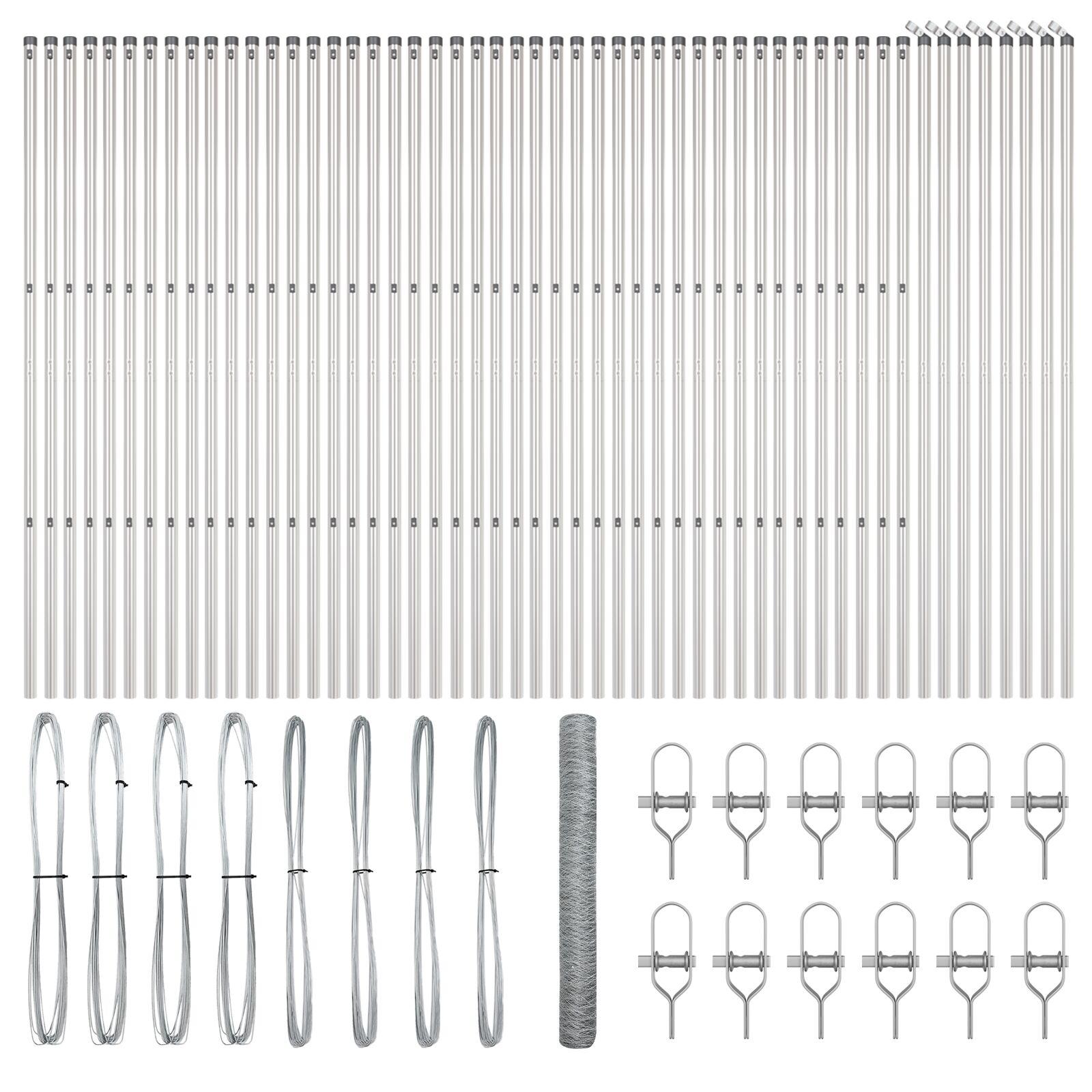Hexagonhegn 1.2x100 m Galvaniseret stål,  Hegnspæle 13 stk Ø32 mm 170 cm Galvaniseret stål