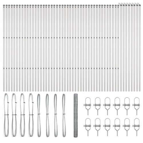 Hexagon hegn 1,5x100 m Galvaniseret stål, Hegnspæle 13 stk Ø32 mm 200 cm Galvaniseret stål