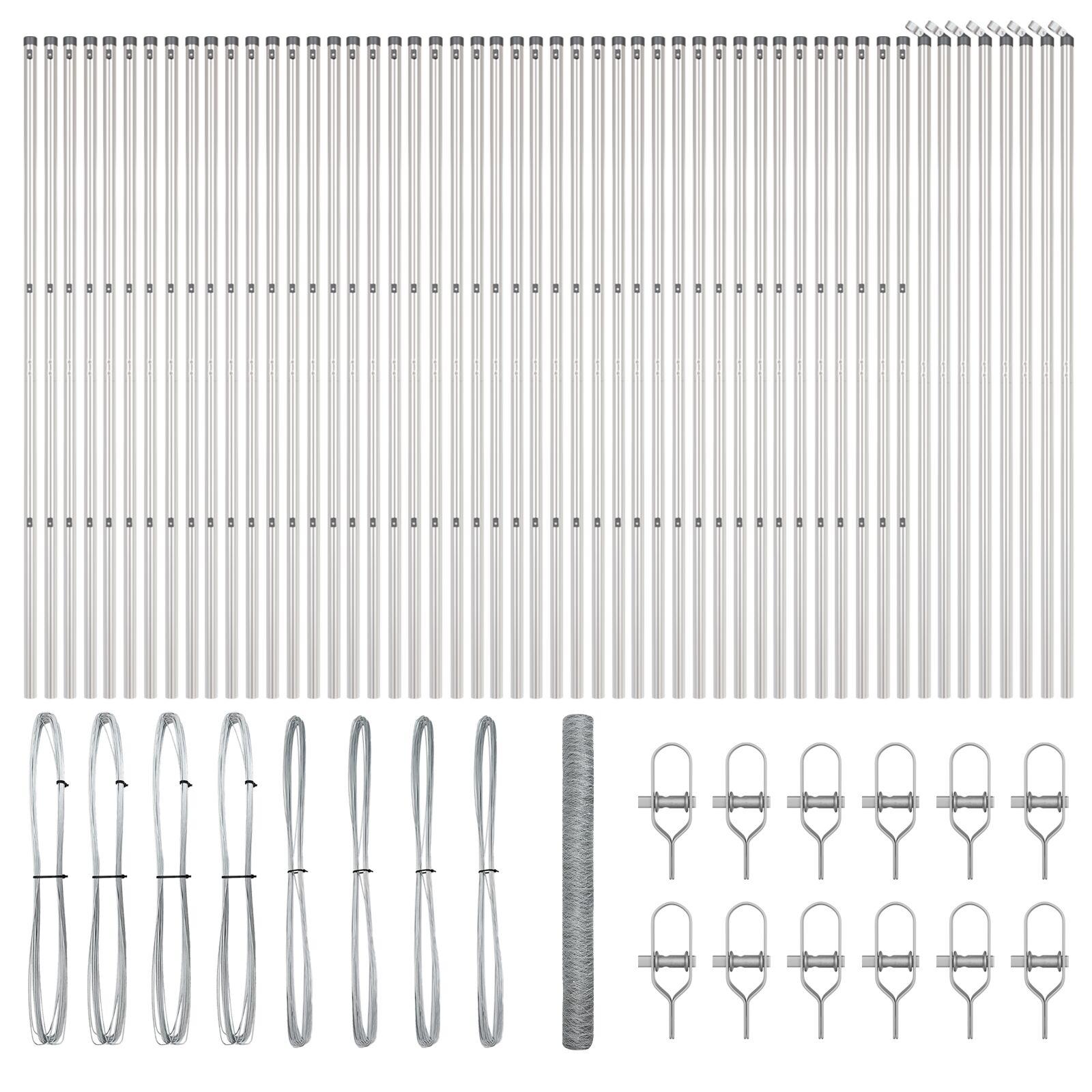 Hexagon Hegn 1.6x100 m Galvaniseret Stål,  Hegnsposter 13 stk Ø32 mm 210 cm Galvaniseret Stål