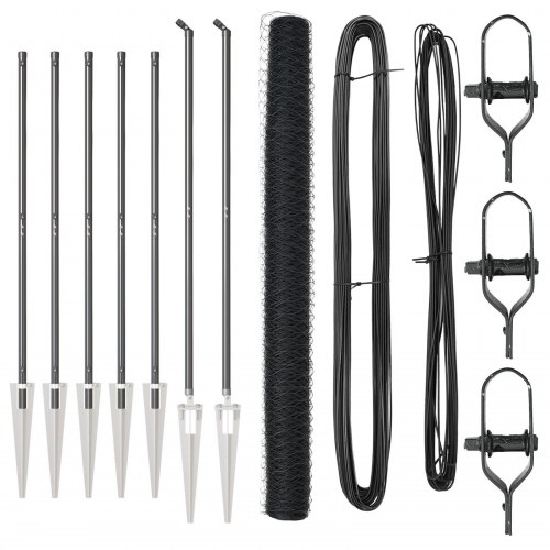 Hexagon hegn Grå 1.6x10 m Stål, Hegn med spyd 7 stk Ø32 mm 180 cm galvaniseret stål