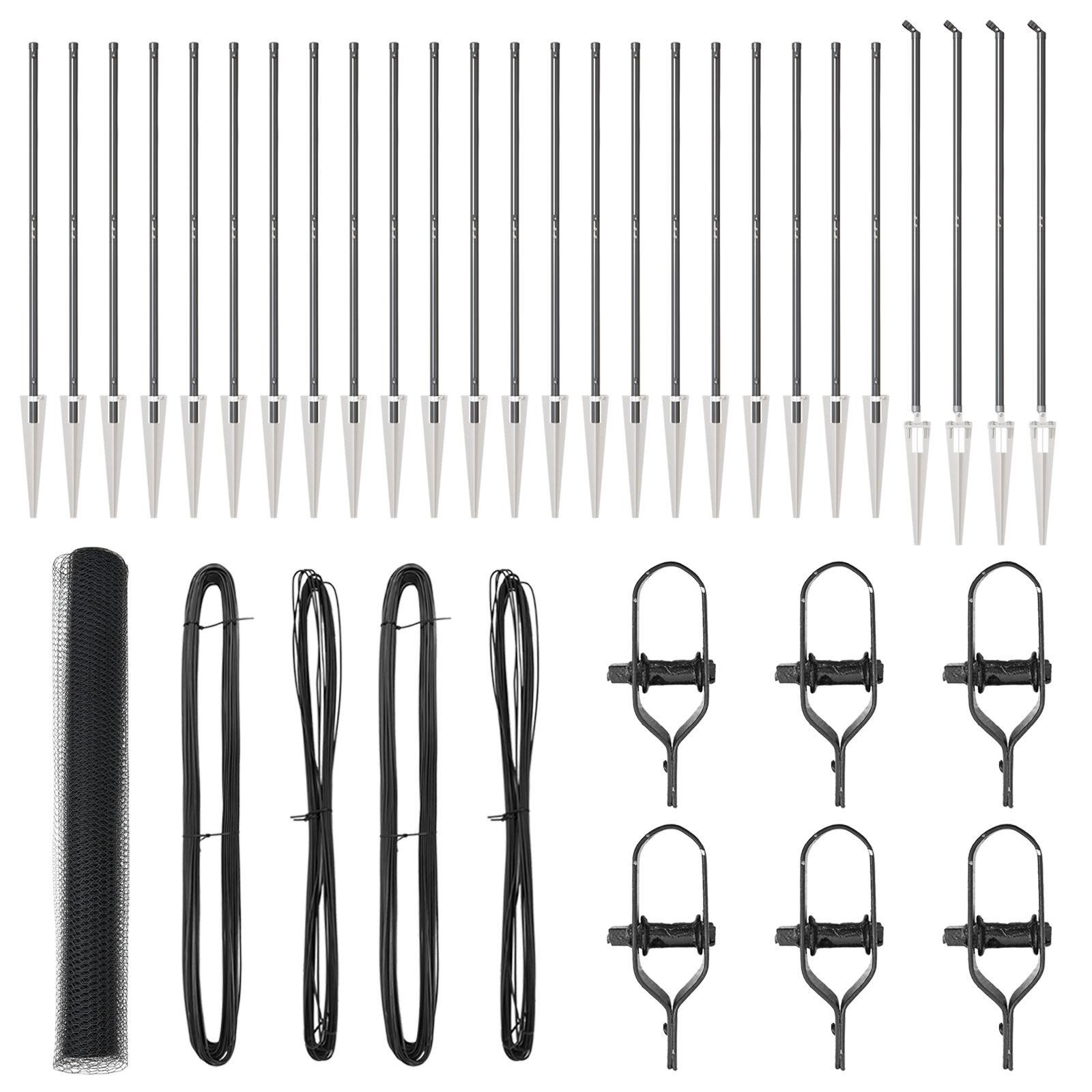 Hexagon hegn grå 1,4x50 m stål,  hegnspidser med spyd 13 stk Ø32 mm 160 cm galvaniseret stål