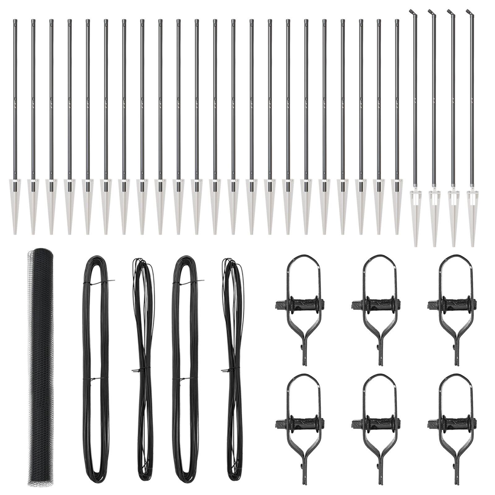 Hexagon Hejn Grå 1,6x50 m Stål,  Hejn Stænger med Spike 13 stk Ø32 mm 180 cm Galvaniseret Stål