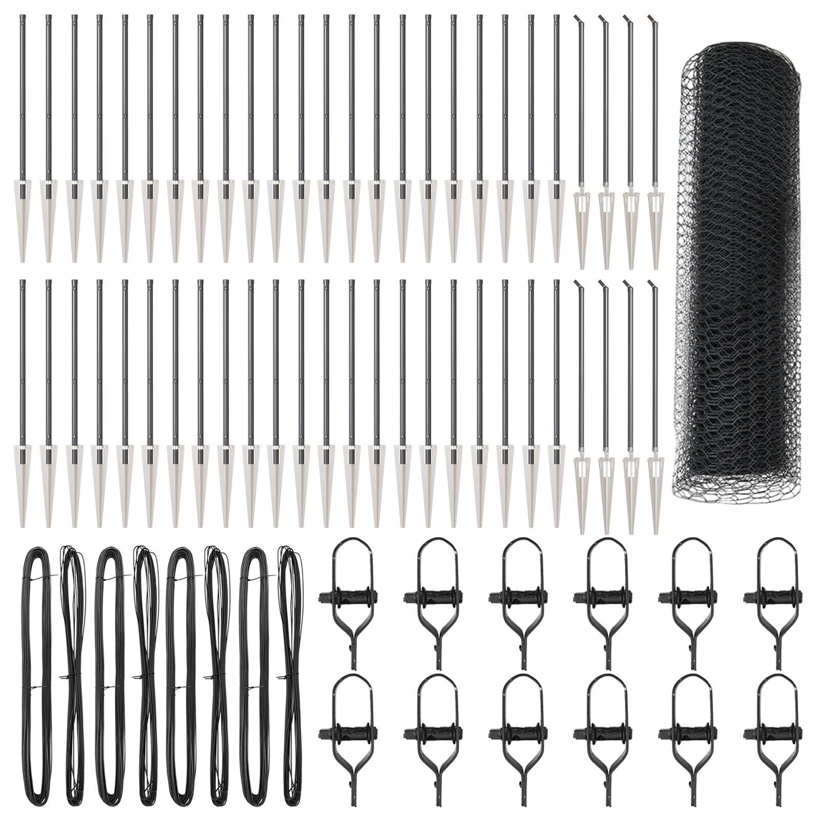 Hexagon hegn Grå 1x100 m Stål,  Hegn stænger med spidser 13 stk Ø32 mm 120 cm Galvaniseret stål