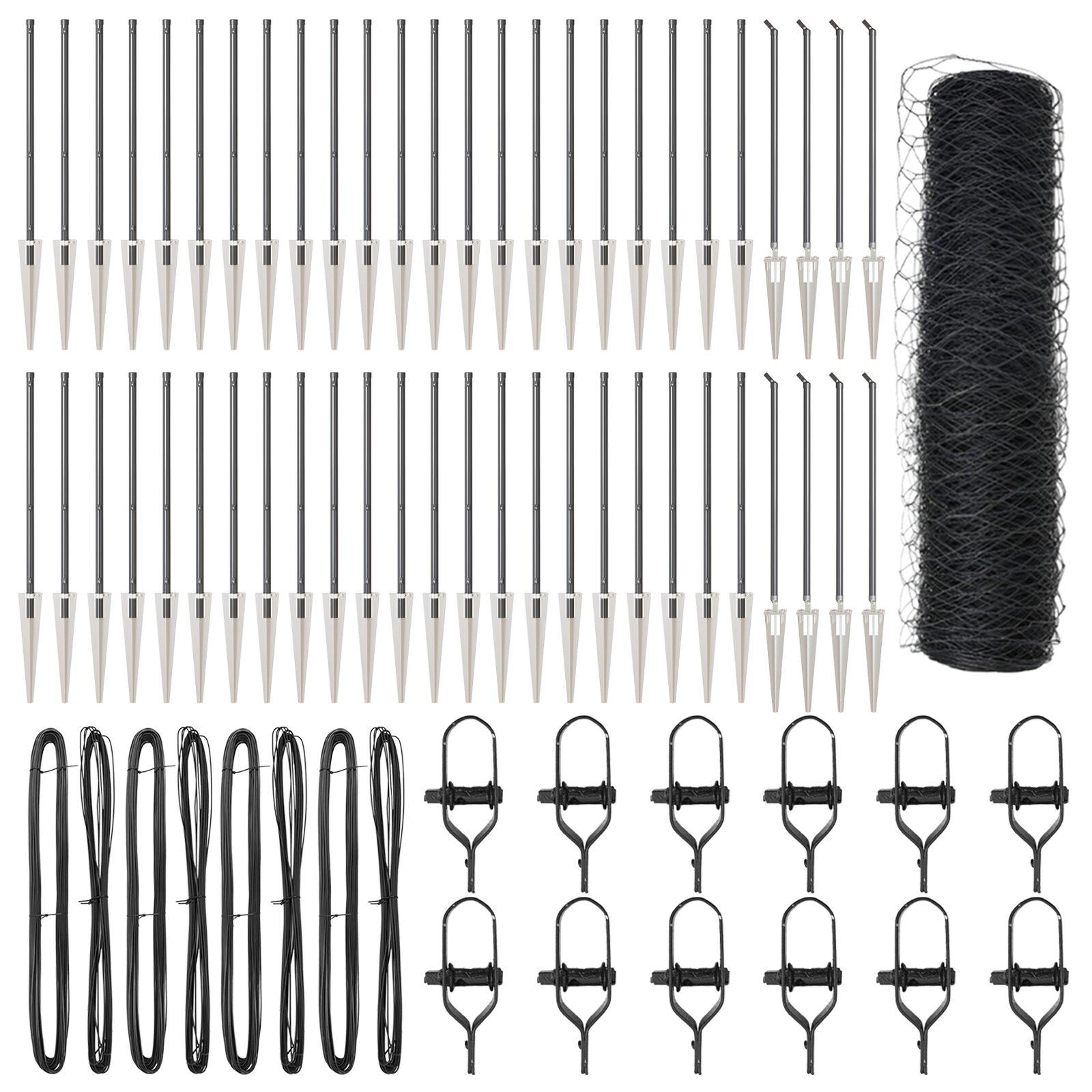 Hexagonhegn Grå 1x100 m Stål,  Hegnsposter med spike 13 stk Ø32 mm 120 cm Galvaniseret stål