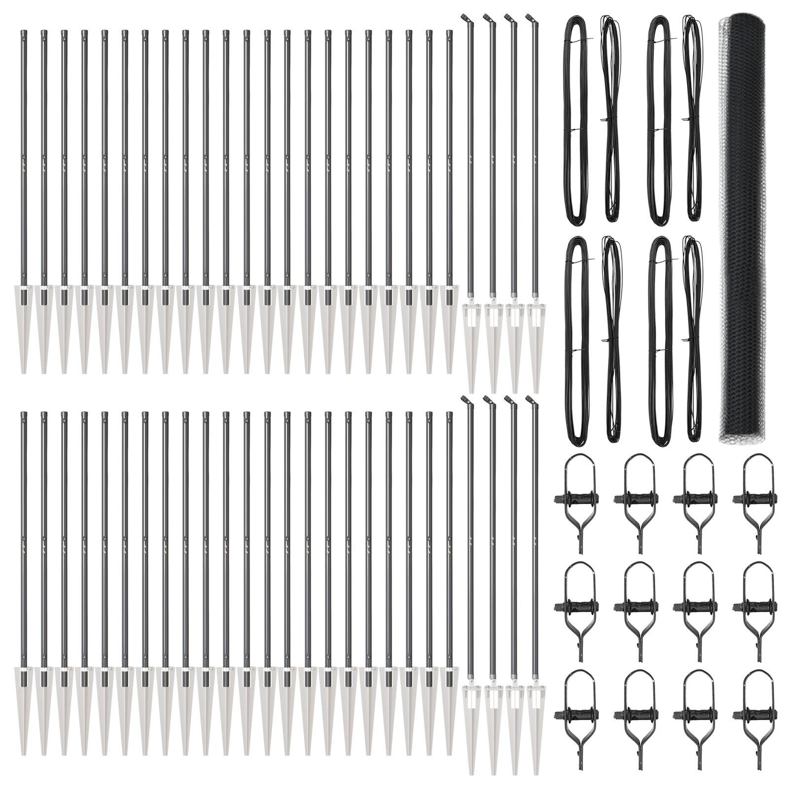 Hexagon Hegn Grå 1.5x100 m Stål,  Hegnsplader med Spids 13 stk Ø32 mm 170 cm Galvaniseret Stål