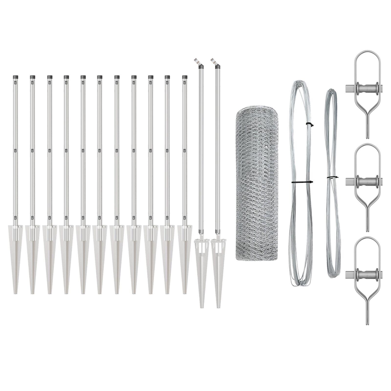 Heksagonhegn 0.6x25 m Galvaniseret Stål,  Hegnspidser med spyd 13 stk Ø32 mm 80 cm Galvaniseret Stål