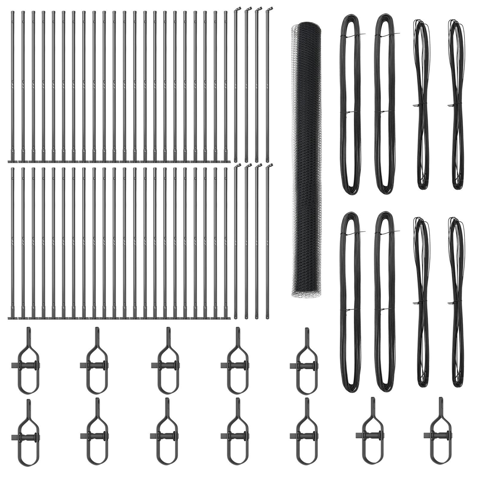 Hexagon Fence Grå 1.6x100 m Stål,  Hegnsstænger med baseplader 13 stk Ø32mm 88,5cm Galvaniseret stål