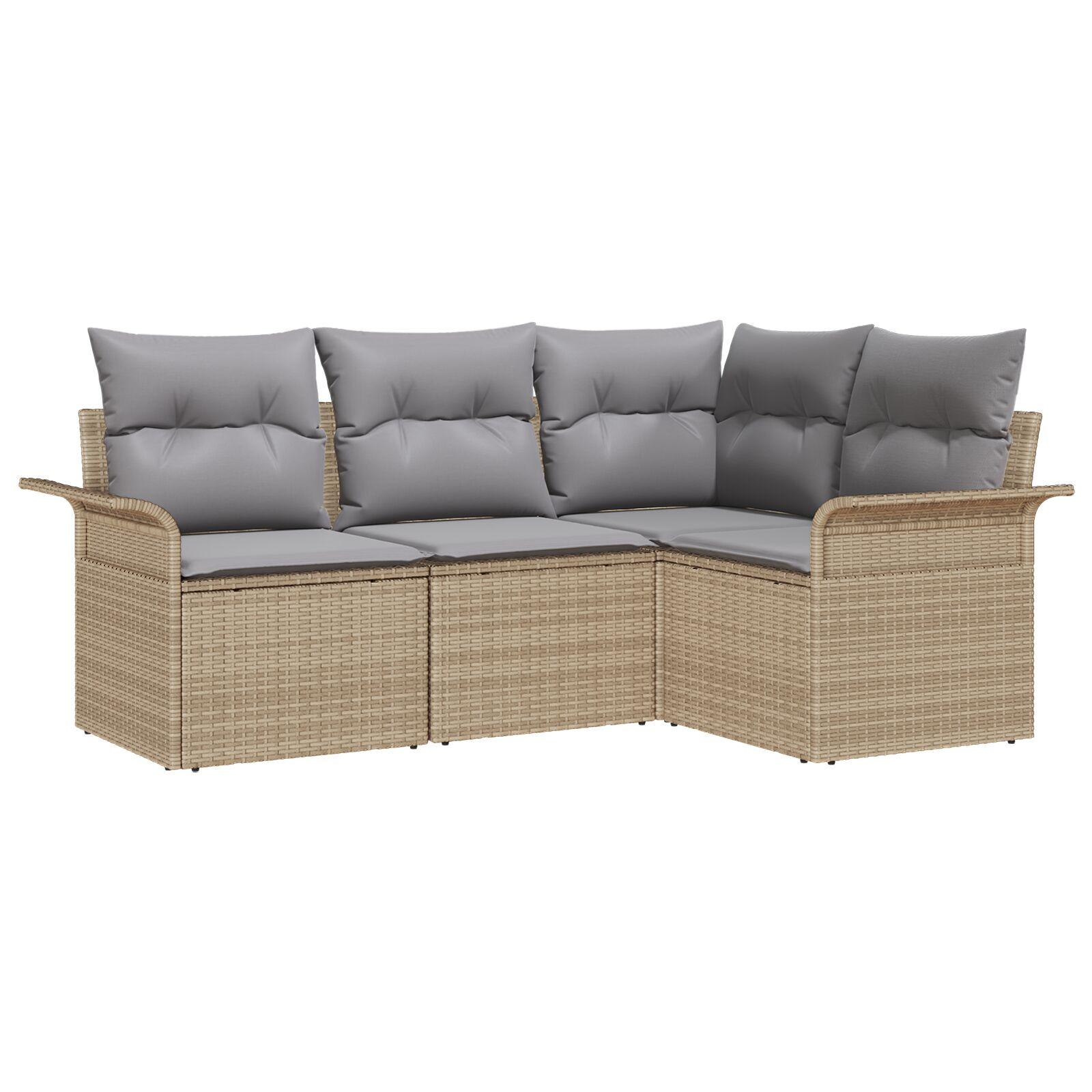 Havesofa Sæt med pude med opbevaring 4 stk Beige Poly rattan billede
