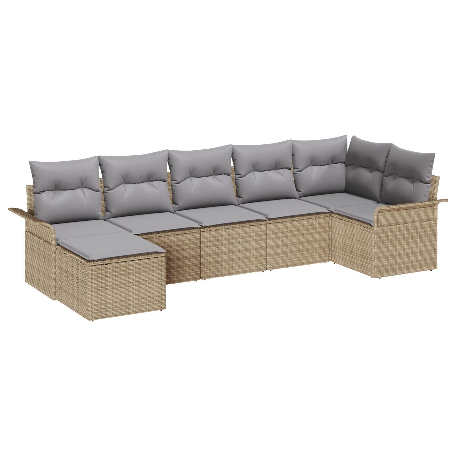 Havesofa Sæt med pude med opbevaring 7 stk Beige Poly rattan billede