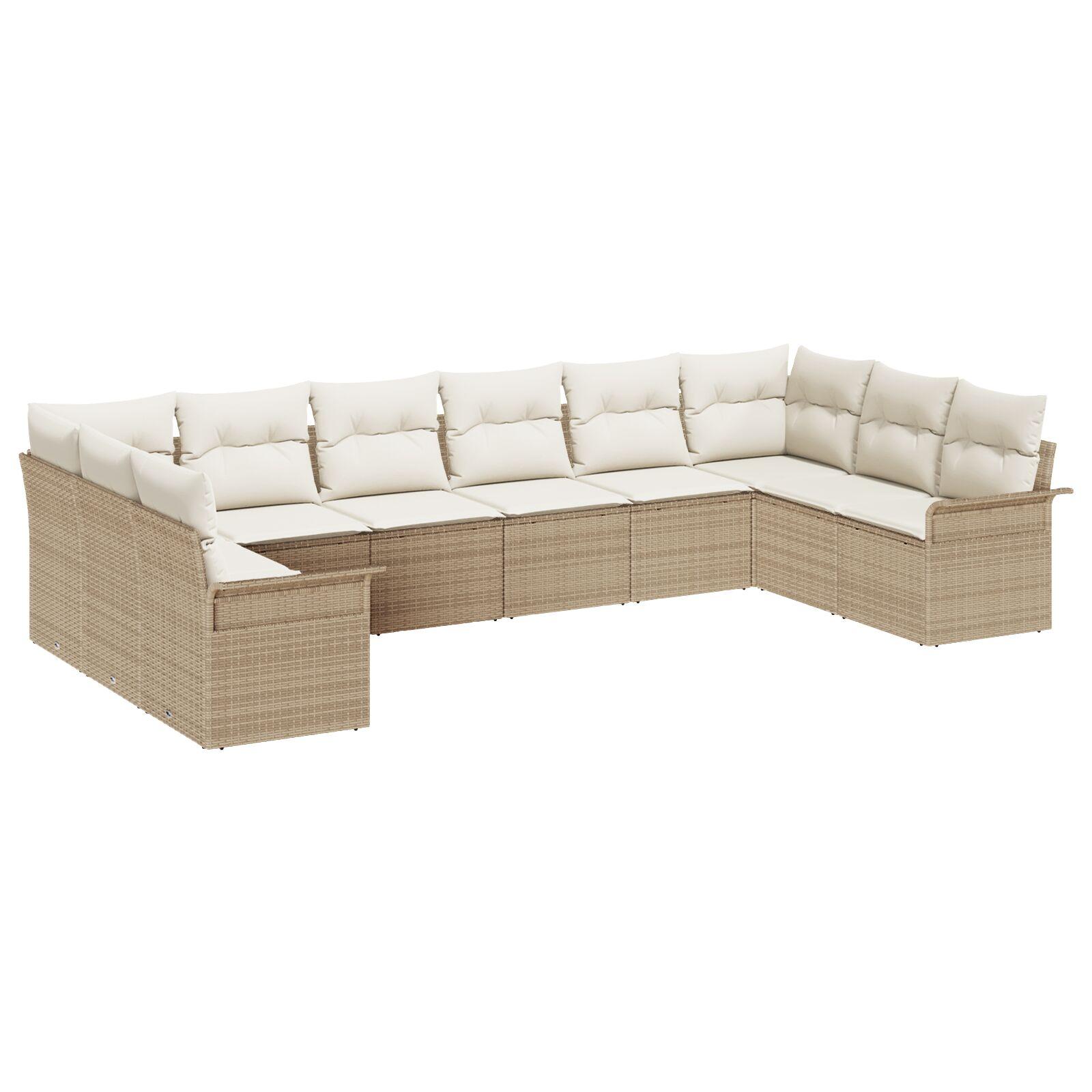 Havesofa Sæt med pude med opbevaring 10 stk Beige Poly rattan billede