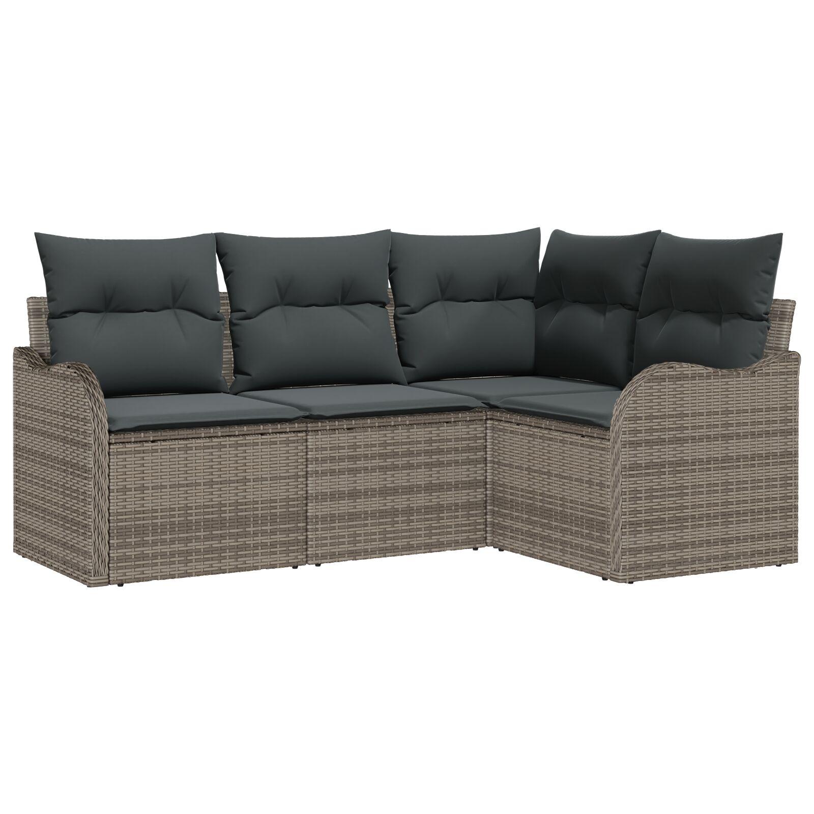Havesofa Sæt med pude med opbevaring 4 stk Grå Poly rattan billede