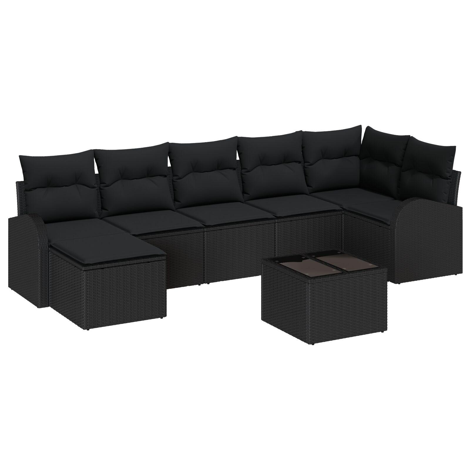 Havesofa Sæt 8 stk Sort Poly rattan billede
