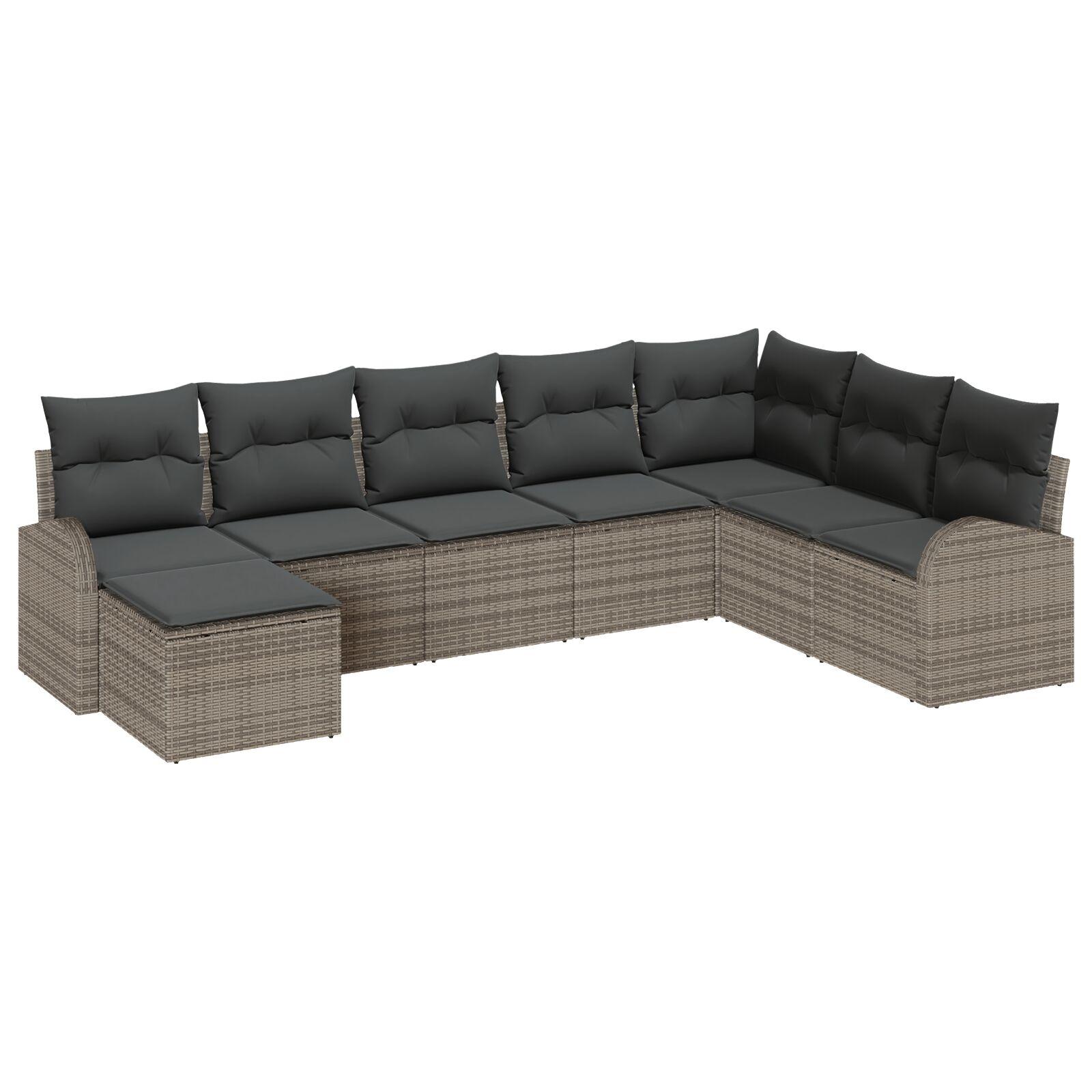 Havesofa Sæt med pude 8 stk Grå Poly rattan billede