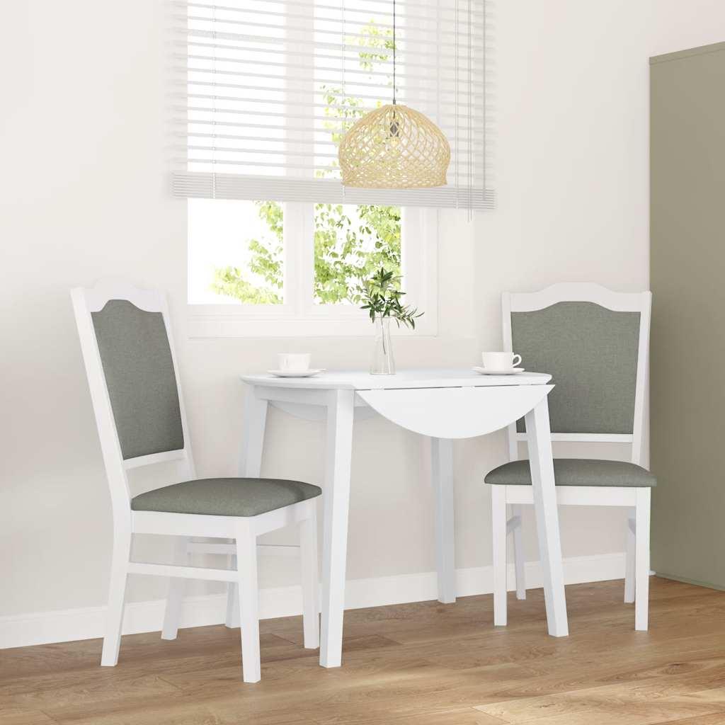 Spisebordsstole med hynder 2 stk. massivt gummitræ hvid billede