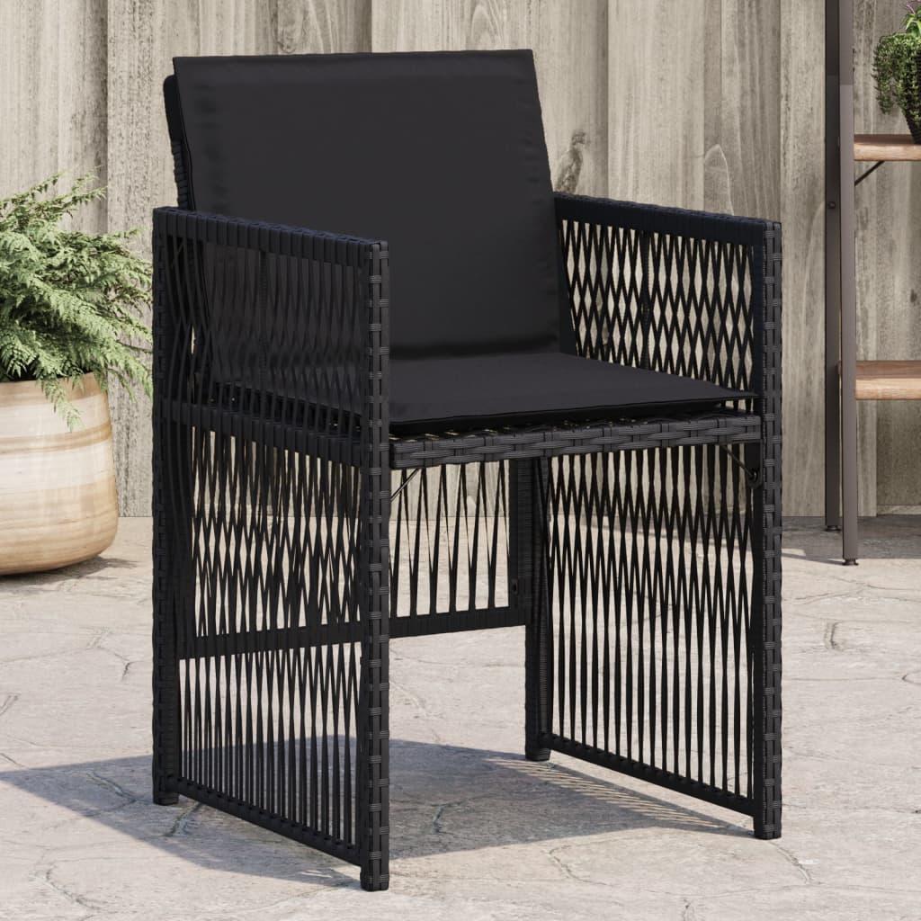 Havestole med hynder 4 stk. polyrattan sort