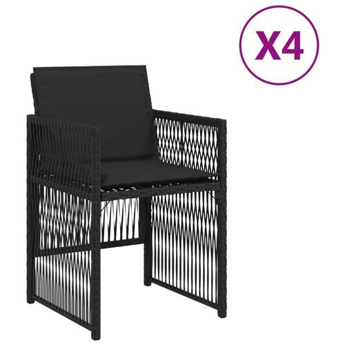 Havestole med hynder 4 stk. polyrattan sort