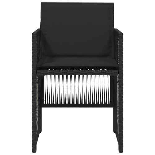 Havestole med hynder 4 stk. polyrattan sort