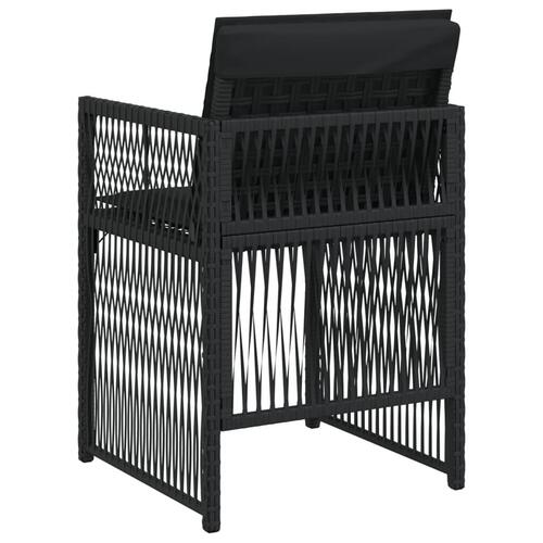 Havestole med hynder 4 stk. polyrattan sort