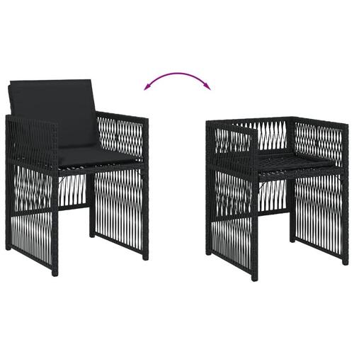 Havestole med hynder 4 stk. polyrattan sort