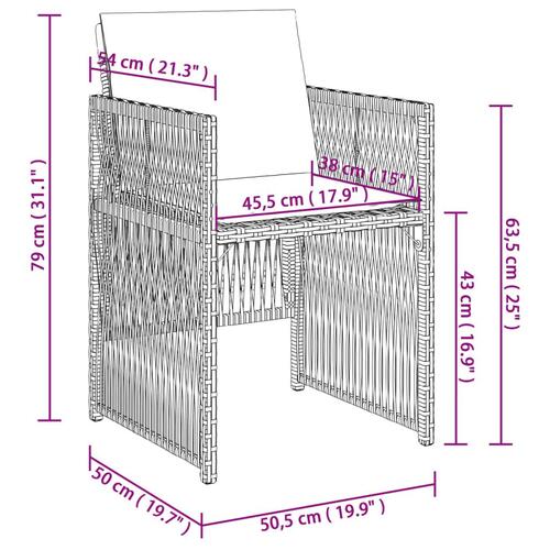 Havestole med hynder 4 stk. polyrattan sort