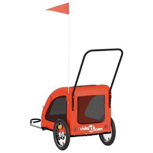 Cykeltrailer til kæledyr oxfordstof og jern orange