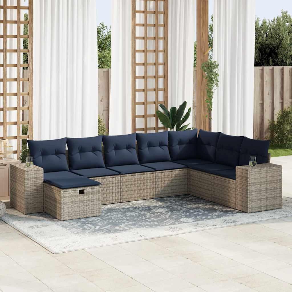 Sofasæt til haven 8 dele med hynder polyrattan grå billede