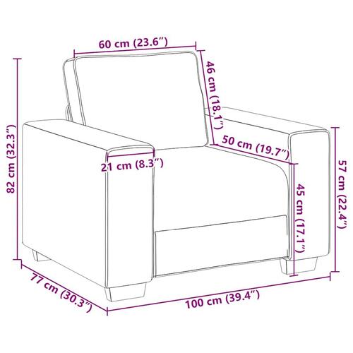 Lænestol 60 cm stof lysegul