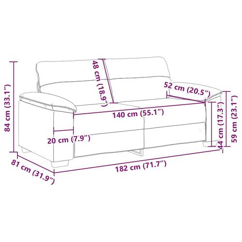 2-personers sofa 140 cm stof vinrød